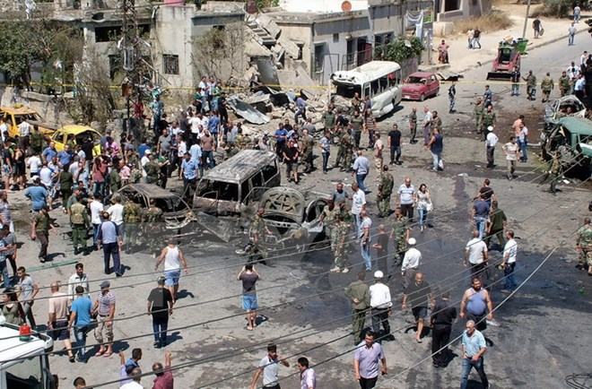 Hiện trường một vụ đánh bom tại thành phố cảng Latakia của Syria