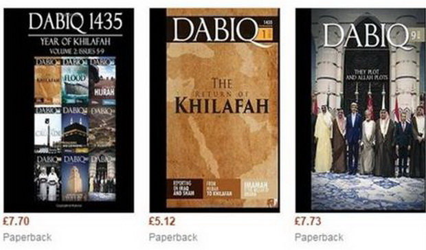 Những cuốn tạp chí của tổ chức khủng bố IS được bày bán trên trang Amazon của Anh 