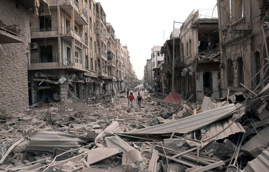 Cảnh hoang tàn ở TP Aleppo