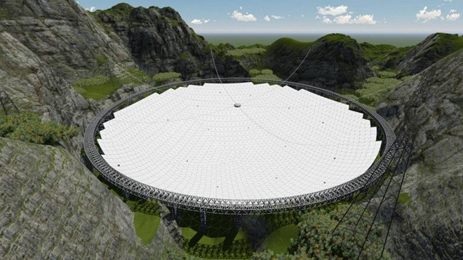 Hình mô phỏng kính thiên văn lớn nhất thế giới FAST khi hoàn thiện. Ảnh cadalyst