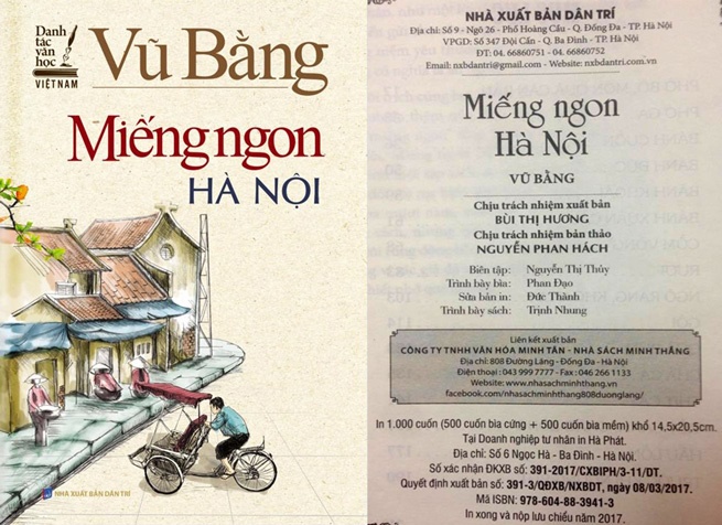 Bìa sách 'Miếng ngon Hà Nội' được NXB Dân trí phát hành năm 2017