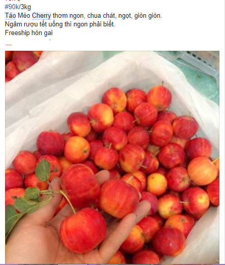 Táo cherry được giao bán trên mạng xã hội