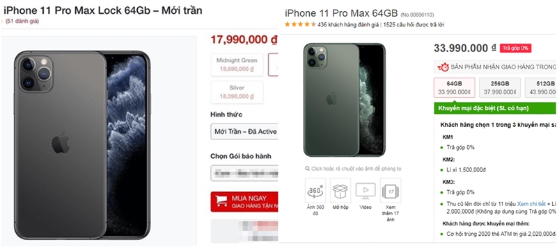  iPhone 11 Pro Max 64 GB Lock hiện chỉ còn khoảng 17,9 triệu đồng