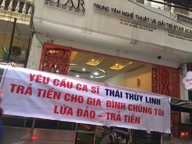 Thực hư thông tin ca sĩ Thái Thùy Linh bị treo băng rôn đòi nợ