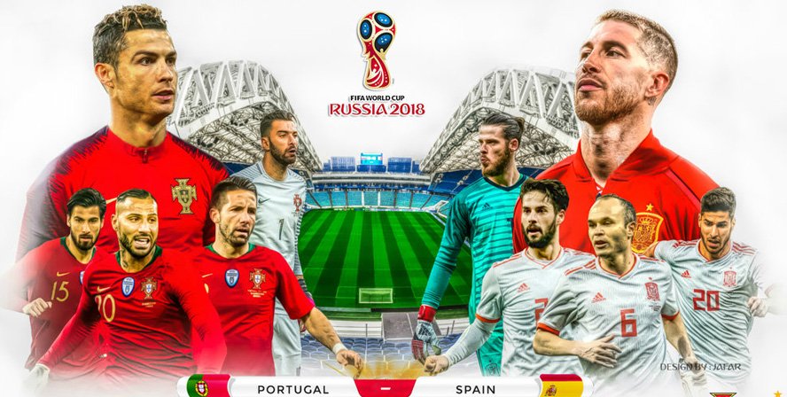 Xem trực tiếp bóng đá World Cup 2018 Tây Ban Nha vs Bồ Đào Nha ở kênh nào?