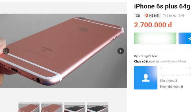 iPhone 6s Plus giảm giá ‘sốc’ giá chỉ còn 3 triệu đồng