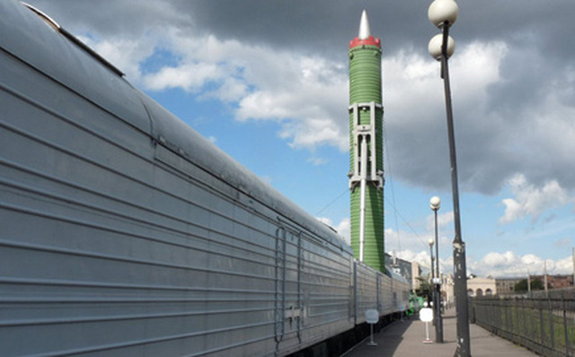 Đoàn tàu tên lửa Barguzin có thể mang theo 4 đầu đạn hạt nhân có tầm bắn khoảng 10.000 km. Ảnh: Dân Trí 