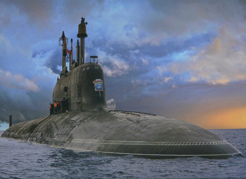 Tàu ngầm K-329 Severodvinsk chạy bằng năng lượng hạt nhân mang theo tên lửa hành trình. Ảnh: VnExpress