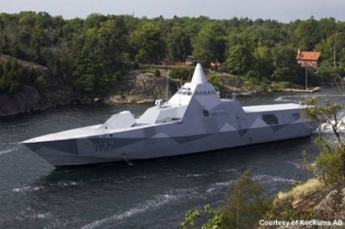  Tàu hộ tống tàng hình Visby là vũ khí quân sự đầu tiên trên thế giới được trang bị hệ thống điện tử cực kỳ đặc biệt. Ảnh: GDVN