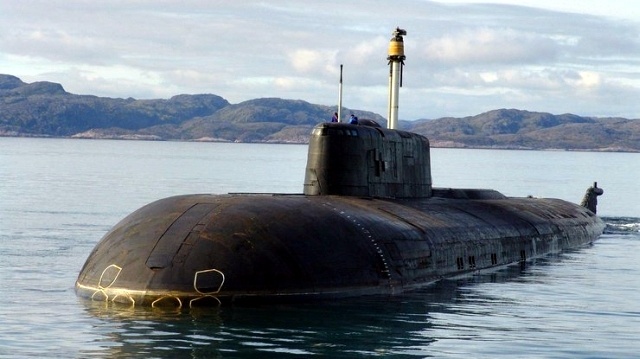 Tàu ngầm hạt nhân Smolensk là vũ khí quân sự thuộc dự án 949A (lớp Oscar-II) của Nga. Ảnh: TTXVN