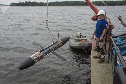 Robot ngầm ''Bóng đen biển'' được Nga thử nghiệm ngoài biển. Ảnh: Đất Việt 
