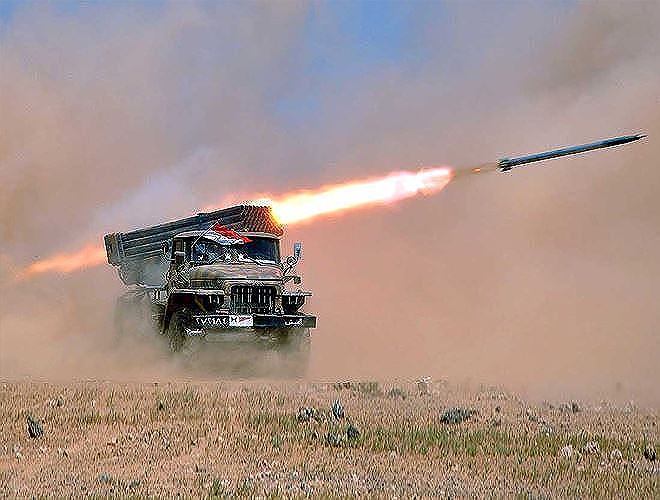  Pháo phản lực BM-21 của Syria diệt mục tiêu chớp nhoáng. Ảnh: ANTĐ