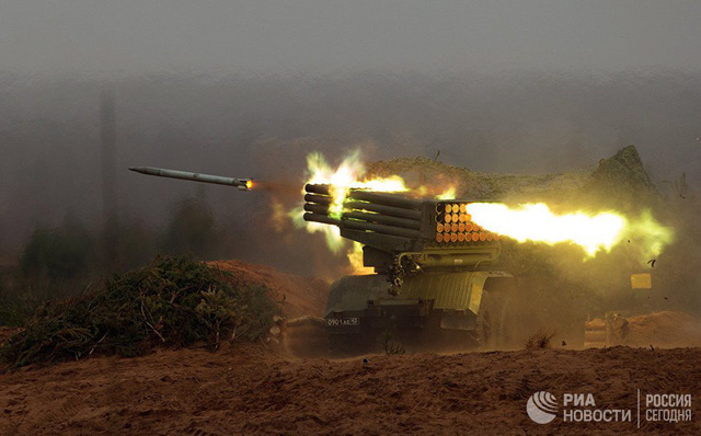 Pháo phản lực BM-21 Grad được cho là đang sang đường tới Syria để tham chiến. Ảnh: VTC News