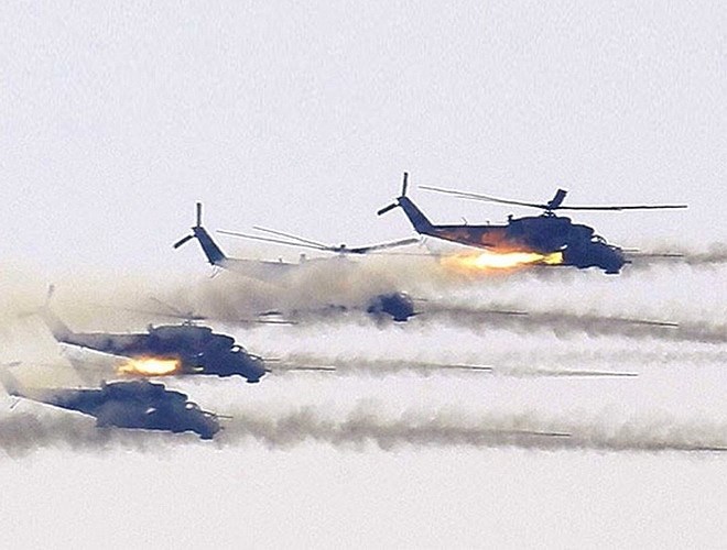 Trực thăng tấn công của Nga đang giúp Syria chống lại các cuộc tấn công từ nhiều đối thủ. 