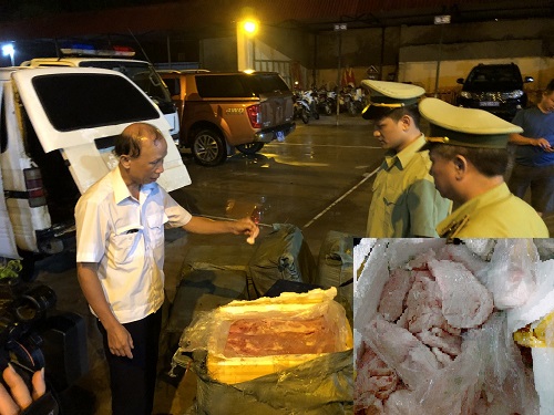 Nầm lợn nhập lậu được lực lượng quản lý thị trường Lạng Sơn thu giữ 