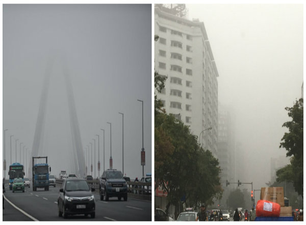 Chất lượng không khí Hà Nội đang ở mức xấu có thể ảnh hưởng tới sức khỏe người dân 