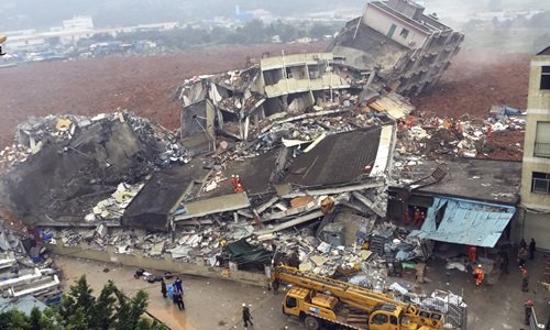 Khoảng 22 tòa nhà, trong đó có cả các tòa nhà dân cư, tại khu Công nghiệp Hengtaiyu đã bị chôn vụi.