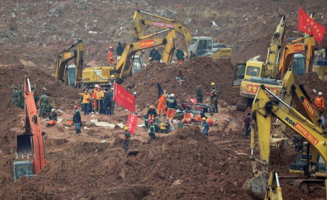 Hiện trường kinh hoàng của vụ lở đất ở Trung Quốc