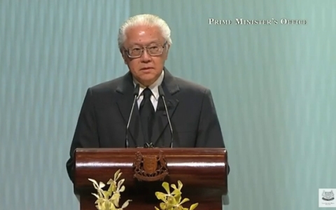Tổng thống Singapore Tony Tan đọc điếu văn trong lễ tang ông Lý Quang Diệu 