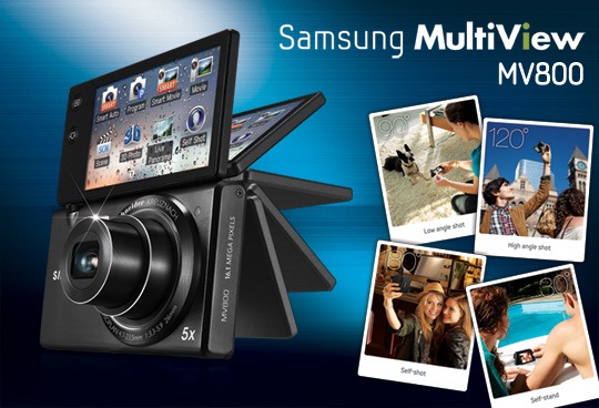 Màn hình lật đa chiều của máy ảnh giá rẻ Samsung MV800 đem lại sự tiện lợi cho người dùng
