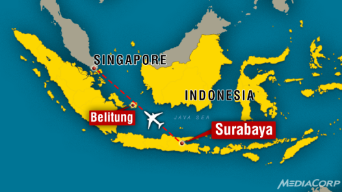 Đồ họa đường bay của máy bay AirAsia mất tích từ Indonesia đến Singapore