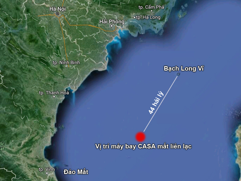 Hiện các lực lượng chức năng đã xác định được vị trí chiếc máy bay mất tích CASA 212 rơi gần đảo Bạch Long Vĩ
