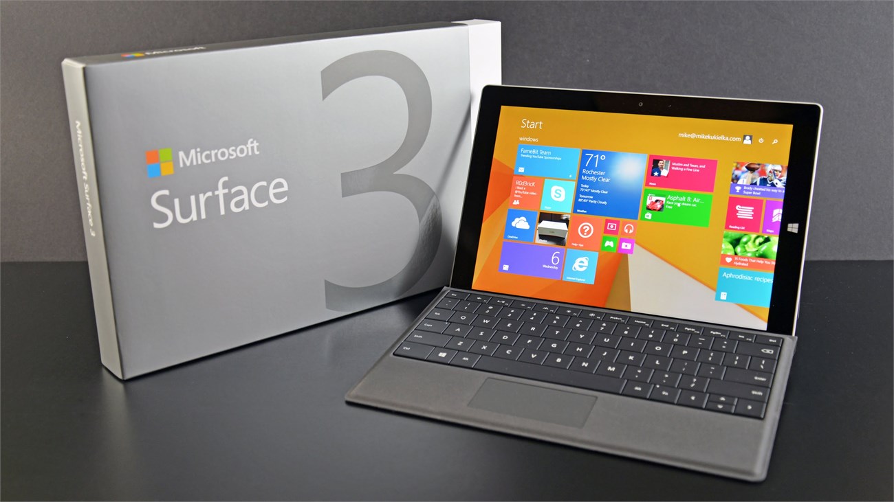 Microsoft Surface 3 có thời lượng dùng pin 8 giờ
