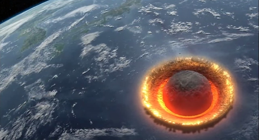 Trong video, chính một thiên thạch có đường kính 500km là nguyên nhân dẫn đến ngày tận thế của Trái Đất