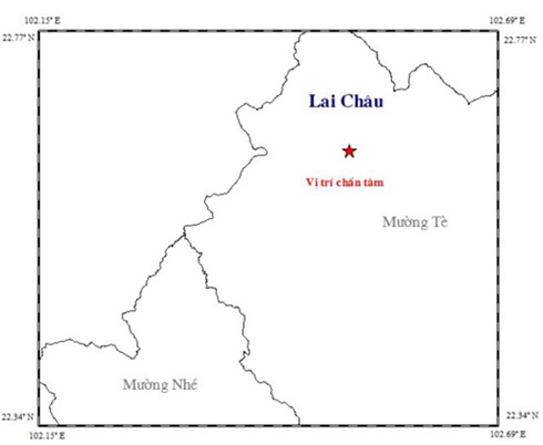 Động đất sâu chấn 12km xảy ra ở Lai Châu