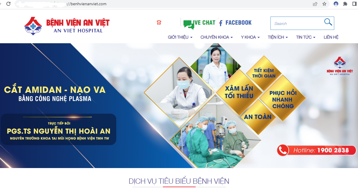  Hình ảnh ghi nhận trên trang web của Bệnh viện đa khoa An Việt. Ảnh ST