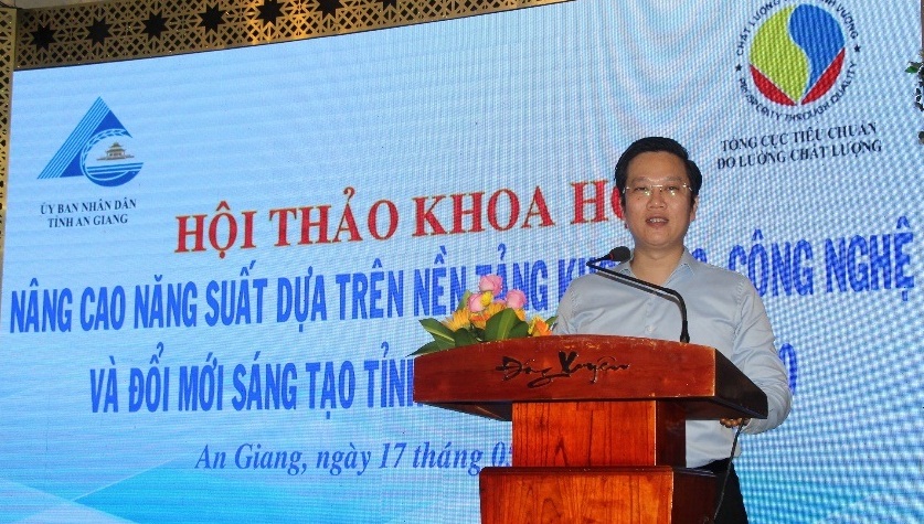 TS. Hà Minh Hiệp - Phó Tổng cục trưởng phụ trách Tổng cục Tiêu chuẩn Đo lường Chất lượng phát biểu tại Hội thảo