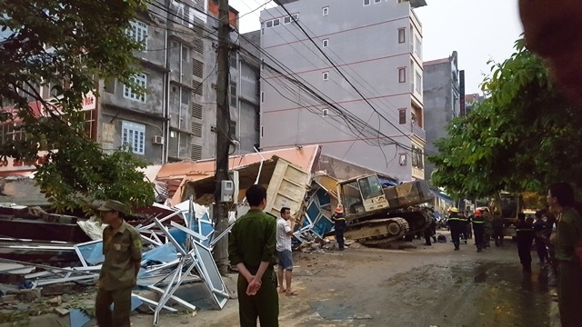 Hiện trường vụ sập nhà 5 tầng của gia đình ông Điếm ở TP. Cao Bằng