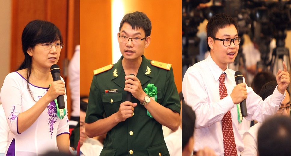 Các nhà khoa học trẻ tiêu biểu phát biểu trong Gặp mặt các nhà khoa học trẻ tiêu biểu với Thủ tướng Nguyễn Tấn Dũng
