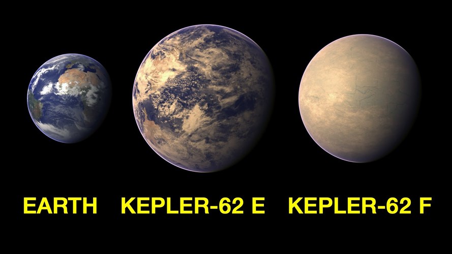 Kepler-62E và Kepler-62F cách Trái Đất 1,200 năm ánh sáng, nằm trong chòm sao Lyra