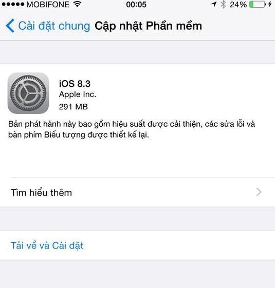 Bản cập nhật iOS 8.3 đã được cung cấp tới iPhone, iPad, iPod