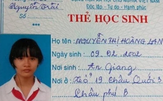 Thẻ học sinh của cháu Nguyễn Thị Hoàng Lan, nữ sinh 'mất tích' bí ẩn suốt nhiều ngày qua