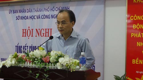 Ông Lê Mạnh Hà, Phó chủ tịch UBND TP.HCM phát biểu tại buổi lễ tổng kết hoạt động Sở Khoa học và Công nghệ năm 2014