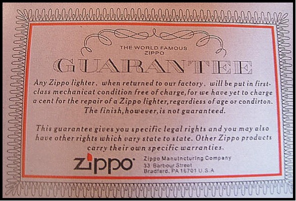 Phân biệt bật lửa Zippo thật giả nhờ giấy chứng nhận bảo lãnh với nhiều lỗi chính tả “ngớ ngẩn”