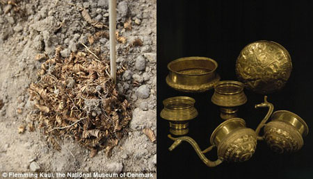 Tại khu vực này, các nhà khảo cổ cũng tìm thấy nhiều đồ vật bằng vàng khác trước khi tìm thấy những sợi vàng xoắn này
