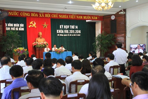 kỳ họp thứ 14 HĐND TP Đà Nẵng khóa 8, nhiệm kỳ 2011-2016 chiều 7/7. Ảnh Thùy Linh