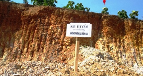 Khu vực phát hiện quả bom ở nhà một người dân ở Thanh Hóa