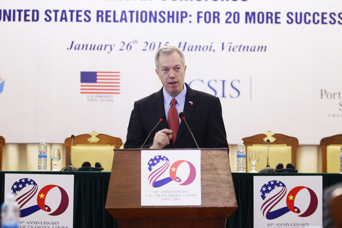 Đại sứ Mỹ tại Việt Nam Ted Osius phát biểu tại buổi hội thảo quốc tế 