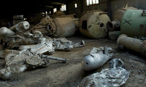 Quang cảnh một cơ sở sản xuất vũ khí hóa học bị phá hủy tại phía bắc thủ đổ Baghdad, Iraq