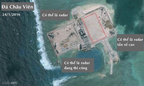 Trung Quốc có thể đã triển khai radar tần số cao ở đá Châu Viên, quần đảo Trường Sa của Việt Nam. Ảnh: CSIS