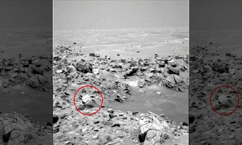 Gương mặt trên ảnh chụp sao Hỏa của thiết bị Mars Opportunity. Ảnh: NASA