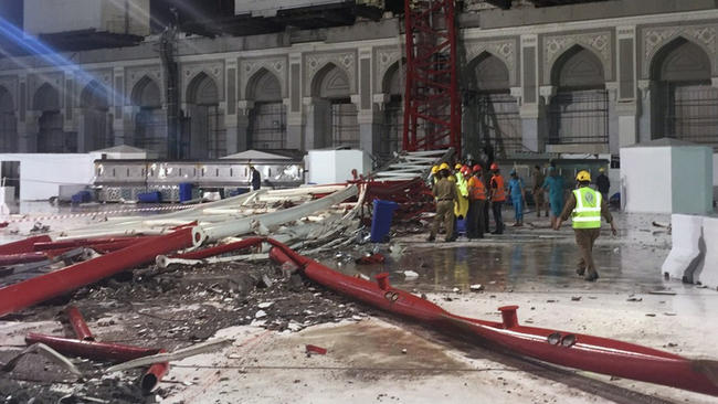 Con số người chết trong vụ tai nạn sập cần cẩu ở thánh địa Mecca đã khiến ít nhất 107 người chết