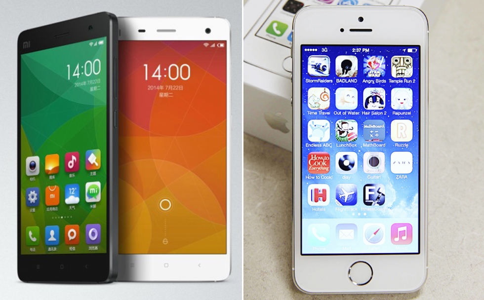 Smartphone mới nhất Xiaomi Mi4 được xem là có nhiều nét giống với Iphone 5S