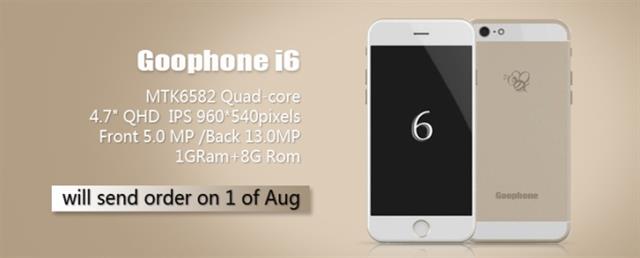 Goophone i6 là một trong nhiều smartphone giá rẻ của các nhà sản xuất Trung Quốc có thiết kế tương tự Iphone