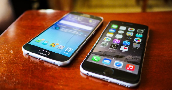 Điện thoại iPhone 6 và Galaxy S6