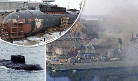 Tàu ngầm hạt nhân Nga bất ngờ bốc cháy